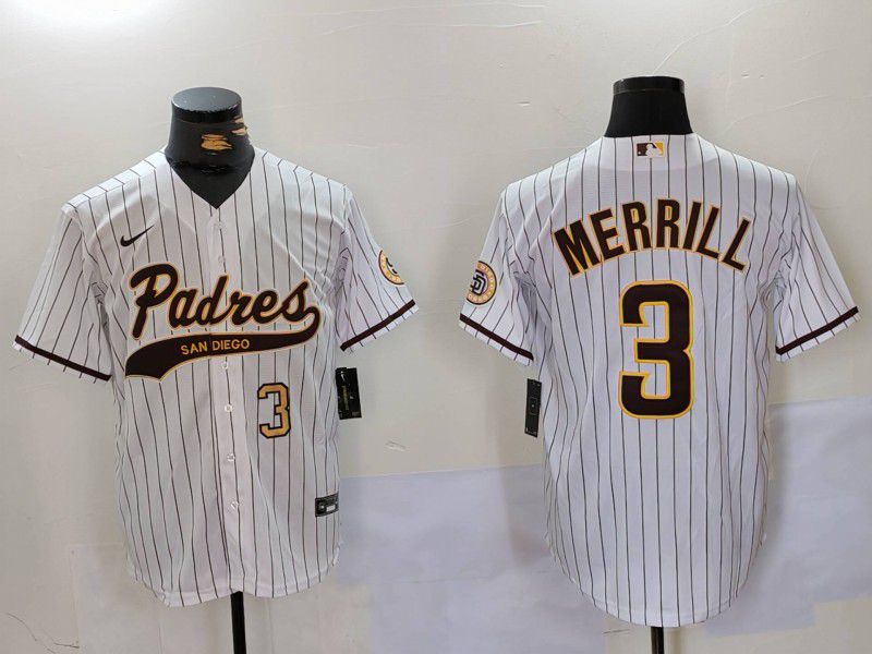 Men San Diego Padres #3 Merrill White Joint Name 2024 Nike MLB Jersey style 9011